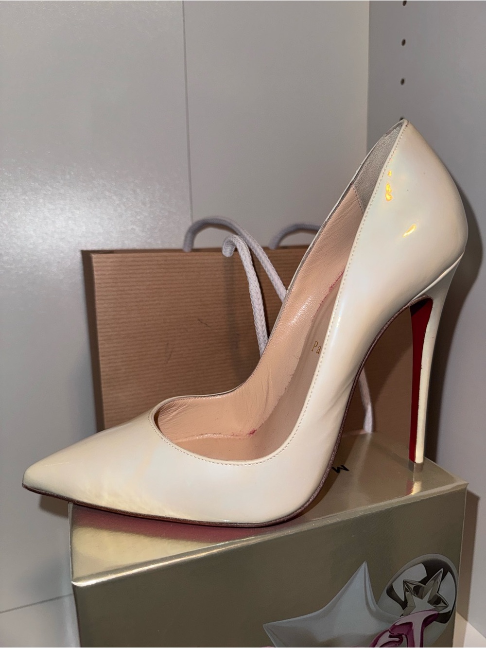 Christian Louboutin White Patent So Kate 120 Pointed Toe Pump